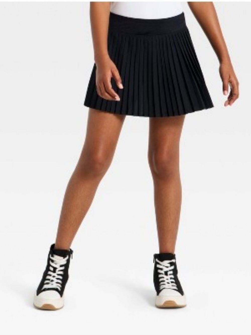 Girls' Mid Rise Pleated Active Skort - All In Motion Black XS